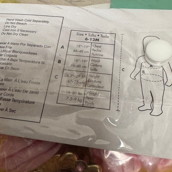 DISNEY PRINCESS BELLE COSTUME DRESS HALLOWEEN INFANT BEAUTY BEAST 6-12 MONTH NEW - Picture 4 of 4